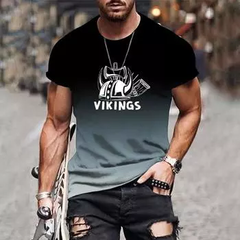 Летняя модная самая продаваемая футболка с 3D-градиентным принтом, с короткими рукавами, модные универсальные мужские футболки свободного покроя, топы XS