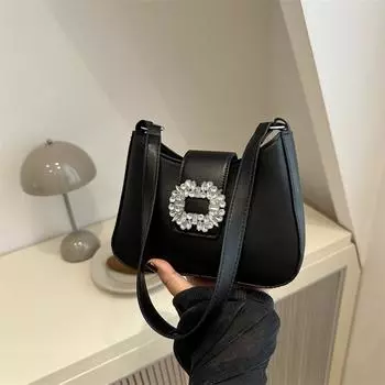 Летняя модная сумка через плечо для женщин 2024 года, новая модная сумка-багет с текстурой, универсальная сумка-мессенджер через плечо чёрный