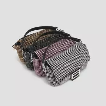 Летняя модная сумка через плечо с цепочкой и бриллиантами 2025 года для женщин 20*3.5*14 серебряный