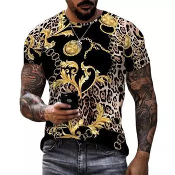 Летняя модная тенденция, мужская футболка местного тирана, дышащая 3D-печать, уличный стиль, удобная удобная футболка с круглым вырезом и короткими рукавами S