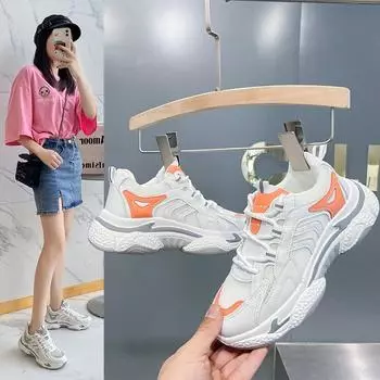 Летняя модная тенденция, сетчатая дышащая старая обувь, корейская повседневная спортивная обувь 35 серый