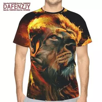 Летняя модная уличная футболка с изображением льва, 3D-принтованная футболка с короткими рукавами, модная повседневная одежда, мужская спортивная футболка со львом S синий