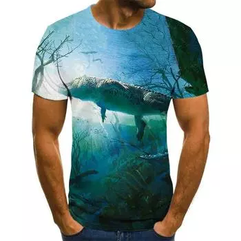 Летняя модная универсальная популярная футболка с коротким рукавом и принтом животных