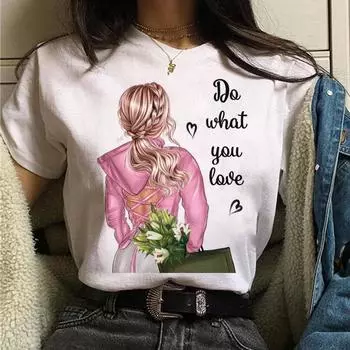 Летняя модная женская базовая рубашка с буквенным принтом из чистого хлопка с короткими рукавами Футболки женские S