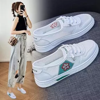 Летняя модная женская белая обувь, дышащая сетчатая плоская прогулочная обувь для отдыха на открытом воздухе, повседневная спортивная обувь 35