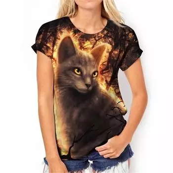 Летняя модная женская футболка с цифровым принтом из мультфильма аниме животными и буквенным принтом, повседневная футболка с коротким рукавом, винтажный пуловер в стиле Харадзюку XS