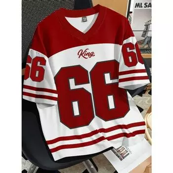 Летняя модная женская одежда № 66 футболка с V-образным вырезом повседневная спортивная футболка с коротким рукавом Harajuku для пар свободная уличная футболка 2XL