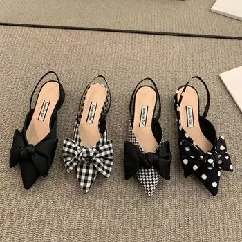 Летняя модная женская повседневная обувь, французские элегантные туфли с неглубоким острым носком и толстым каблуком для ходьбы 35