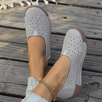 Летняя модная женская повседневная обувь на полом однотонном каблуке с толстой подошвой, дышащая модная женская обувь 36 серый