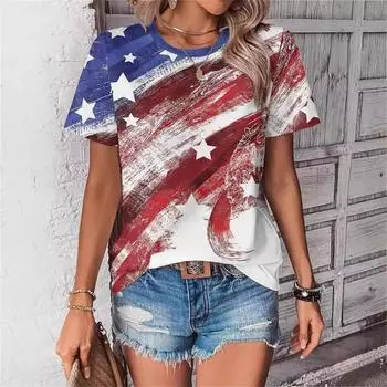 Летняя модная женская рубашка Star Commuter с круглым вырезом и коротким рукавом S