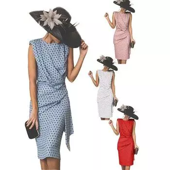 Летняя модная женская сексуальная сумка в европейском и американском стиле, юбка на бедрах, платье в горошек, плиссированное ретро 2XL синий