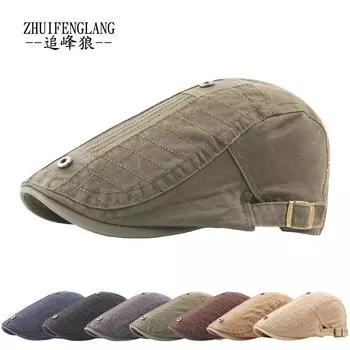 Летняя молодежная кепка из чистого хлопка в британском стиле с железной пряжкой, повседневная, с передним швом, женская модная кепка, берет Adjustable тёмно-синий