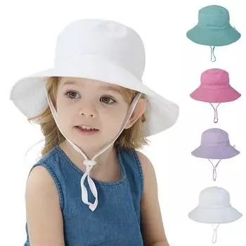 Летняя мультяшная детская шляпа-ведро, детская дорожная пляжная шляпа с ветрозащитной веревкой, детская шляпа от солнца с полями