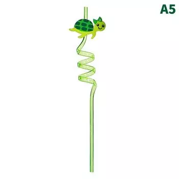 Летняя мультяшная креативная пластиковая соломинка с морскими животными, изогнутая соломинка для детей
