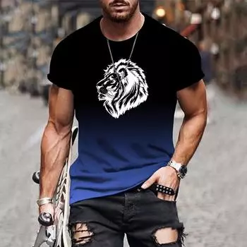 Летняя мужская 3D градиентная печать модный трендовый принт Harajuku повседневные топы с коротким рукавом мужская одежда больших размеров XS