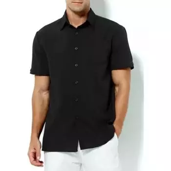 Летняя мужская дышащая хлопковая льняная рубашка с однотонным карманом и коротким рукавом с лацканами S небесно-голубой