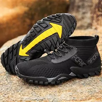 Летняя мужская дышащая сетчатая обувь для улицы, уличная обувь для бега по ручью, женская спортивная походная обувь большого размера 36 чёрный