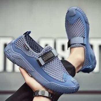 Летняя мужская дышащая сетчатая обувь. Мужская обувь. Спортивная трендовая спортивная обувь с сеткой для отдыха. 39 синий