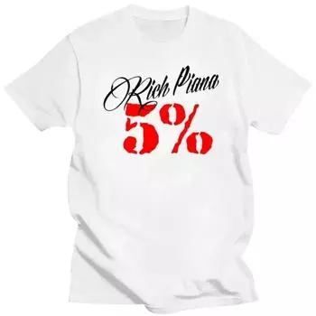 Летняя мужская футболка 5% Классическая футболка с логотипом и круглым вырезом Хлопок Короткий рукав Уличная футболка большого размера Мужская одежда S