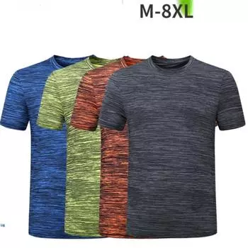 Летняя мужская футболка большого размера с коротким рукавом и круглым вырезом, быстросохнущая футболка, спортивные уличные влагоотводящие футболки M серый
