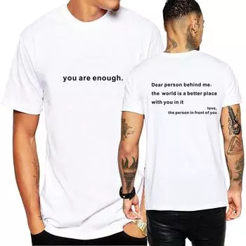 Летняя мужская футболка Dear Person Behind Me, рубашки с информацией о психическом здоровье, футболка с рисунком, футболки унисекс, летние эстетические футболки S чёрный