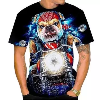 Летняя мужская футболка Fierce Bulldog 3D Printed Cool Design Персонализированная боксерская футболка в стиле Харадзюку Модная уличная одежда S