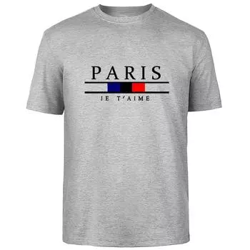 Летняя мужская футболка Harajuku High Street Paris из 100% хлопка, дышащая, впитывающая пот, повседневная модная футболка, уличная мужская одежда S чёрный