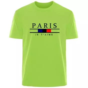 Летняя мужская футболка Harajuku High Street Paris из 100% хлопка, дышащая, впитывающая пот, повседневная модная футболка, уличная мужская одежда S чёрный