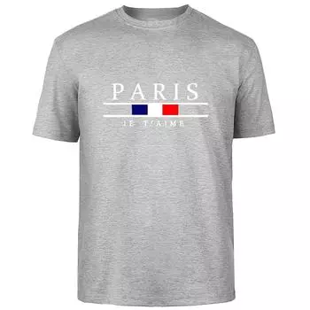 Летняя мужская футболка Harajuku High Street Paris из 100% хлопка, дышащая, впитывающая пот, повседневная модная футболка, уличная мужская одежда S чёрный