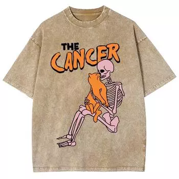 Летняя мужская футболка хлопковая стирка оверсайз с круглым вырезом и коротким рукавом с принтом черепа трендовый уличный топ базовая футболка S