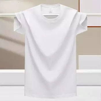 Летняя мужская футболка из 100% хлопка — свободная, дышащая однотонная футболка для занятий спортом на открытом воздухе и фитнеса M