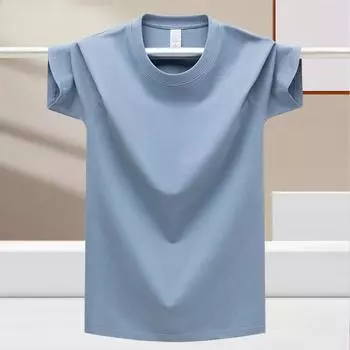 Летняя мужская футболка из 100% хлопка — свободная, дышащая однотонная футболка для занятий спортом на открытом воздухе и фитнеса S светло-зеленый