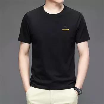 Летняя мужская футболка из чистого хлопка, футболка с короткими рукавами, мужская молодежная модная футболка с круглым вырезом, модная брендовая футболка из плотного хлопка