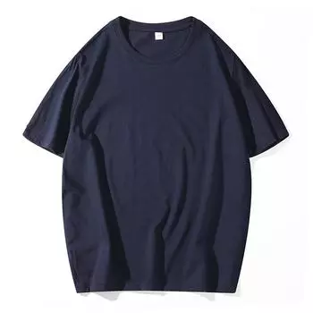 Летняя мужская футболка из чистого хлопка, однотонная, повседневная, с круглым вырезом, дышащая, свободная, тонкая футболка с коротким рукавом, летняя для пары 2XL