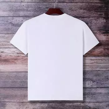 Летняя мужская футболка из чистого хлопка с короткими рукавами, брендовая рекламная рубашка с вышивкой, толстая мужская одежда S белый