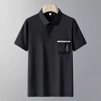 Летняя мужская футболка из ледяного шелка с короткими рукавами, повседневная мужская рубашка поло с лацканами и короткими рукавами, мужская рубашка с короткими рукавами L