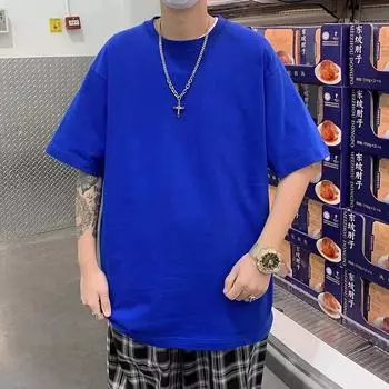 Летняя мужская футболка из плотного чистого хлопка, мужская и женская базовая рубашка, модная брендовая одежда с коротким рукавом XXXL белый