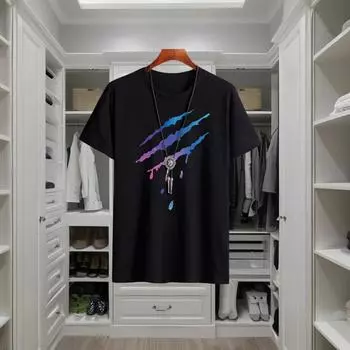 Летняя мужская футболка, модная, повседневная, в простом стиле, уличная, трендовая, с 3D-принтом, с коротким рукавом, с круглым воротником, повседневная, качественная одежда S