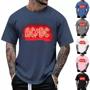 Летняя мужская футболка с 3D-печатью букв, футболка с круглым вырезом и коротким рукавом