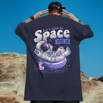 Летняя мужская футболка с 3d принтом астронавта, футболка с короткими рукавами, повседневный топ, быстросохнущий пуловер, свободная футболка большого размера для мужчин S