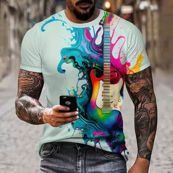 Летняя мужская футболка с 3D принтом инструментов, модная вечеринка, повседневный топ из полиэстера с короткими рукавами из полиэстера L