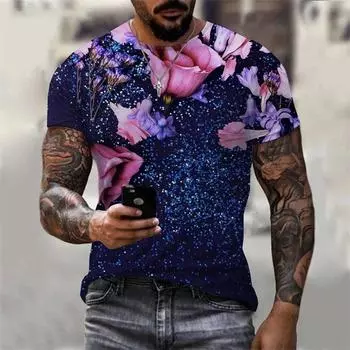 Летняя мужская футболка с 3D-принтом, модная, с флэш-графикой, классная, уличная, веселая, с индивидуальным дизайном, большого размера, с круглым воротником, с коротким рукавом, мешковатый топ S