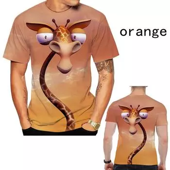 Летняя мужская футболка с 3D-принтом в виде жирафа, модная повседневная футболка с круглым вырезом и коротким рукавом, уличные забавные свободные дышащие топы S