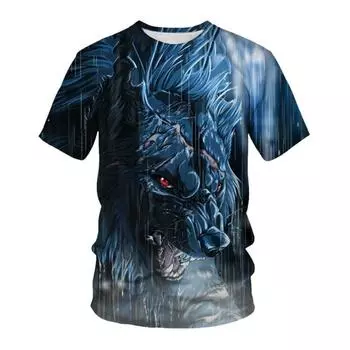 Летняя мужская футболка с цифровой печатью, мужская повседневная спортивная рубашка с круглым вырезом и коротким рукавом S