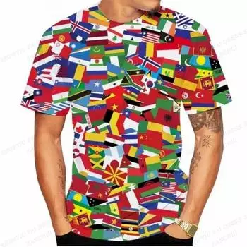 Летняя мужская футболка с флагом мира, футболки с 3d принтом, мужская и женская модная футболка с коротким рукавом, детские топы, футболки для мальчиков, футболка с флагом 6XL