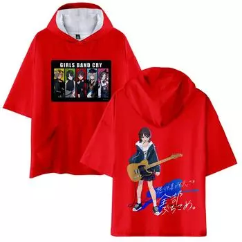 Летняя мужская футболка с капюшоном GIRLS BAND CRY Anime, уличная одежда, футболки с короткими рукавами, молодежная спортивная футболка свободного покроя для активного отдыха XS