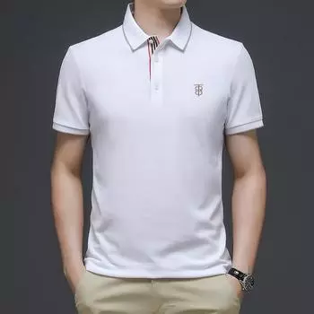 Летняя мужская футболка с коротким рукавом, модная брендовая рубашка поло с лацканами, мужская куртка, тонкая черная футболка, свинец M