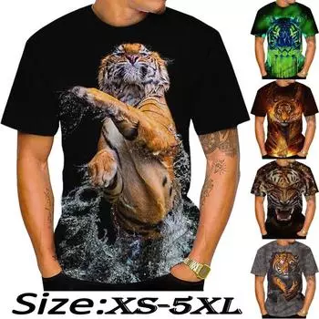 Летняя мужская футболка с коротким рукавом с 3D принтом, модные крутые топы XXS