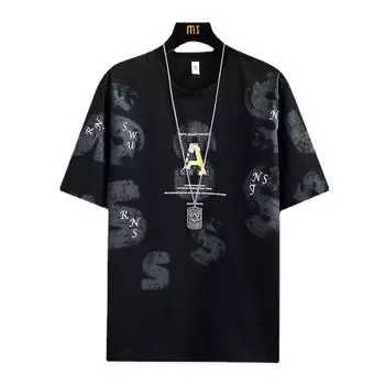 Летняя мужская футболка с коротким рукавом Свободная хлопчатобумажная футболка с половиной рукава M белый