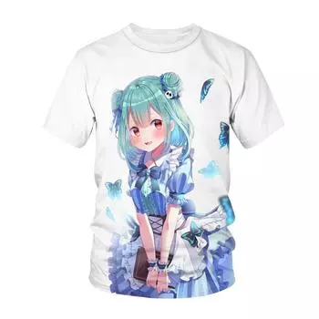 Летняя мужская футболка с короткими рукавами и рисунком аниме XS